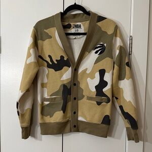 NBA Toronto Raptors Camo Cardigan Jacket in Beige Olive Black